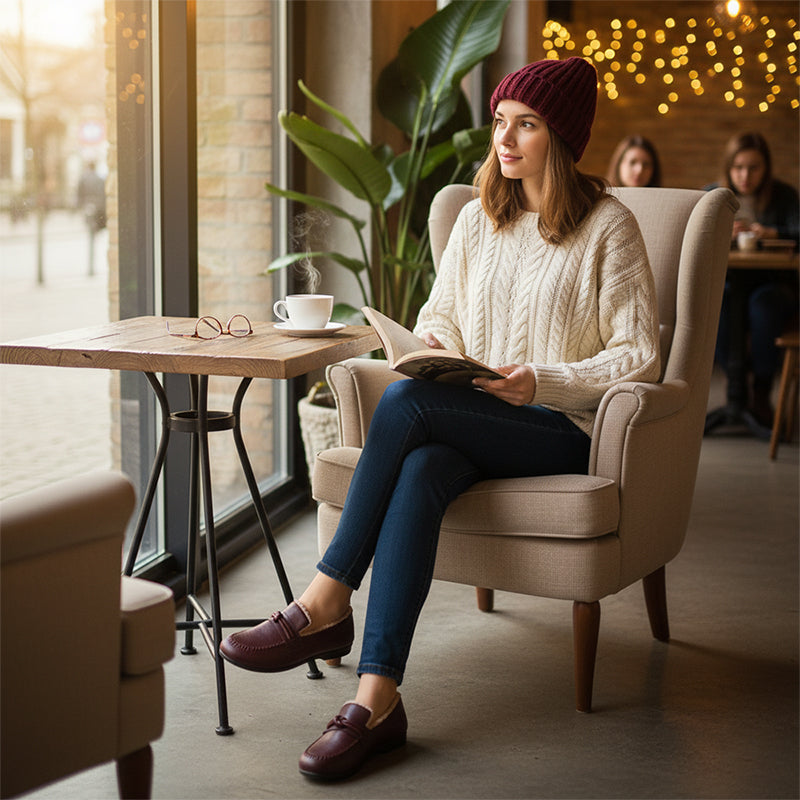 Chaussures femme chaudes d'hiver à enfiler