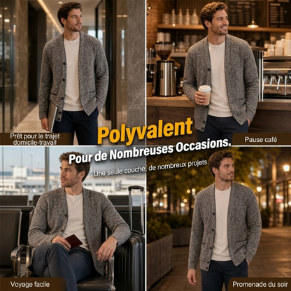 Cardigan en tricot décontracté à boutons pour homme
