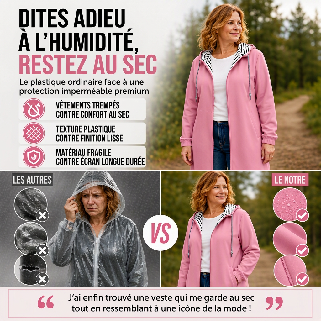 Veste à capuche décontractée imperméable pour femme