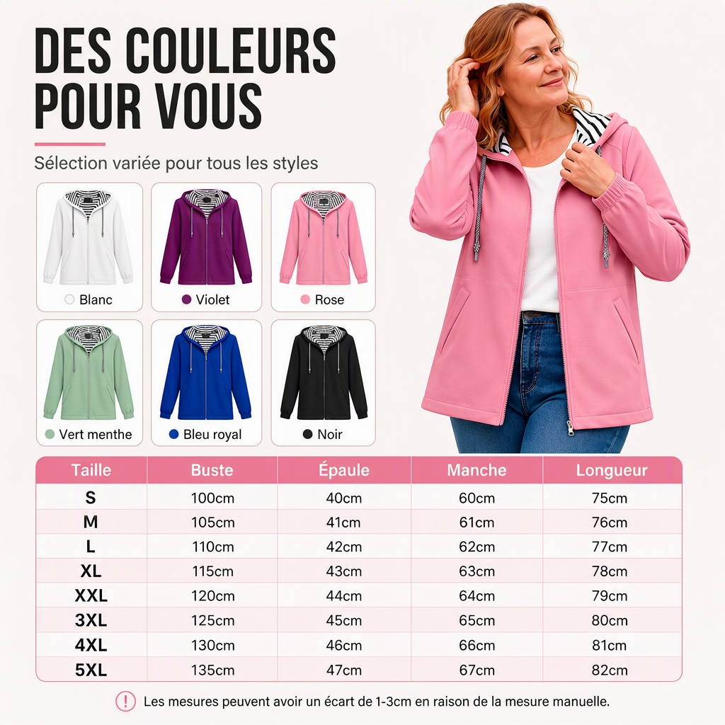 Veste à capuche décontractée imperméable pour femme