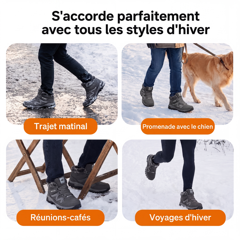 Bottines de cheville thermiques d'hiver unisexes pour l'extérieur