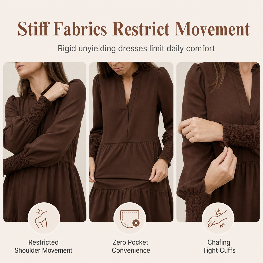Mini-robe à volants superposés et col en V pour femme