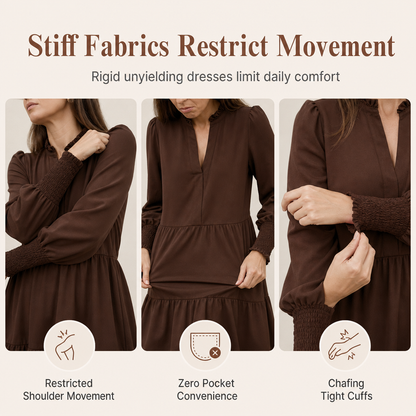 Mini-robe à volants superposés et col en V pour femme