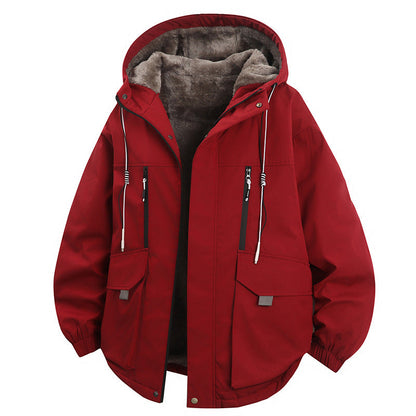 Parka à capuche pour homme, doublure en peluche