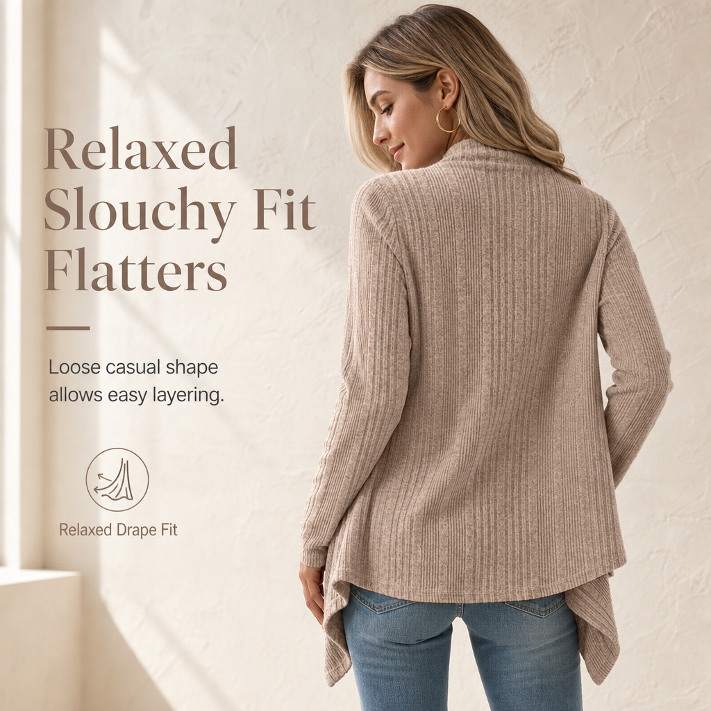 Cardigan en maille à manches longues et coupe ample pour femme