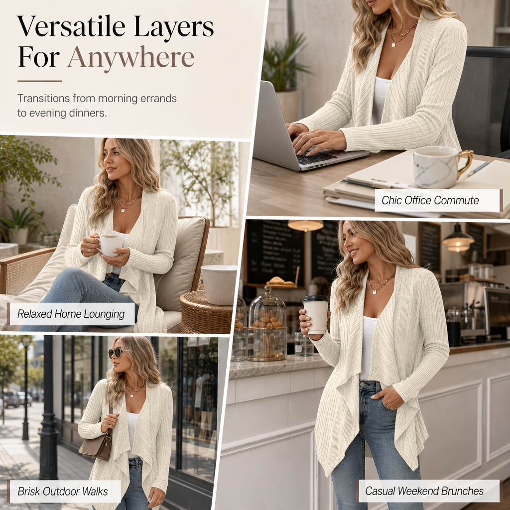 Cardigan en maille à manches longues et coupe ample pour femme