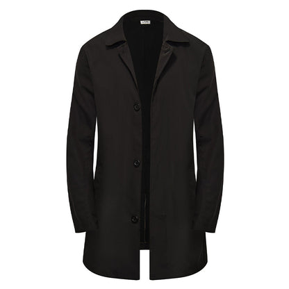 Manteau mi-long minimaliste pour homme à boutonnage simple