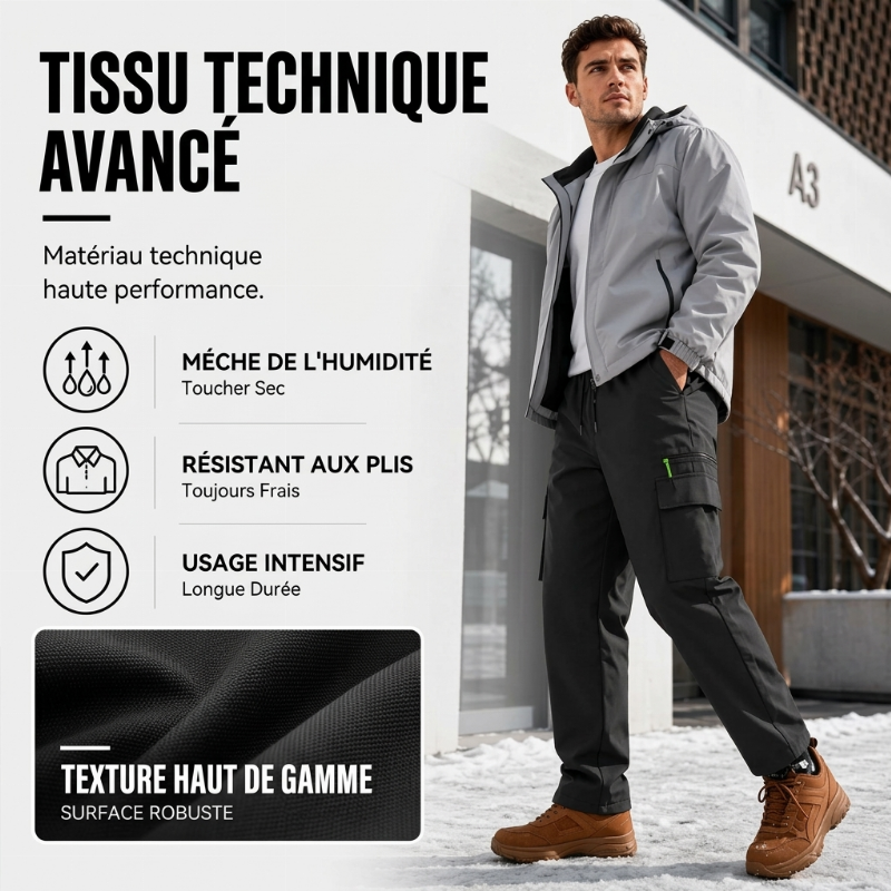Pantalon thermique coupe-vent d'hiver pour hommes, adapté aux activités de plein air