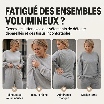 Ensemble deux pièces en maille pour femme : sweat à capuche et jupe midi