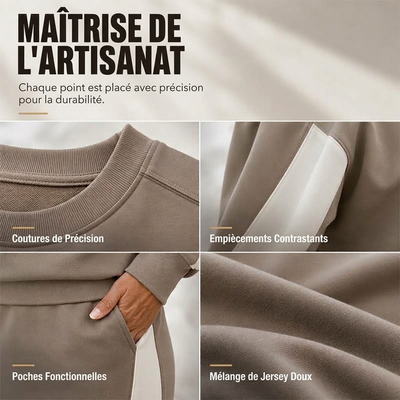 Ensemble deux pièces en maille pour femme : sweat à capuche et jupe midi
