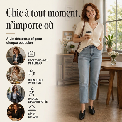 Chaussures plates élégantes pour femme, à bout pointu et découpe en V