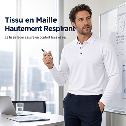 T-shirt à col et manches longues pour homme