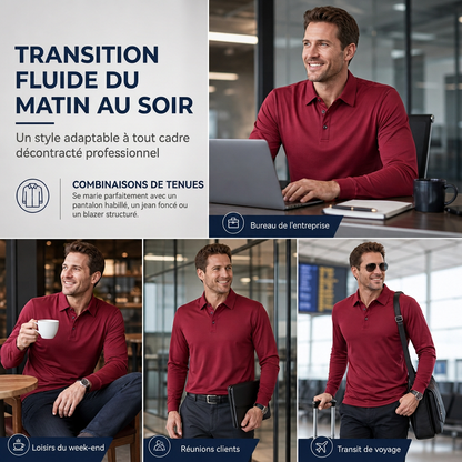 T-shirt à col et manches longues pour homme