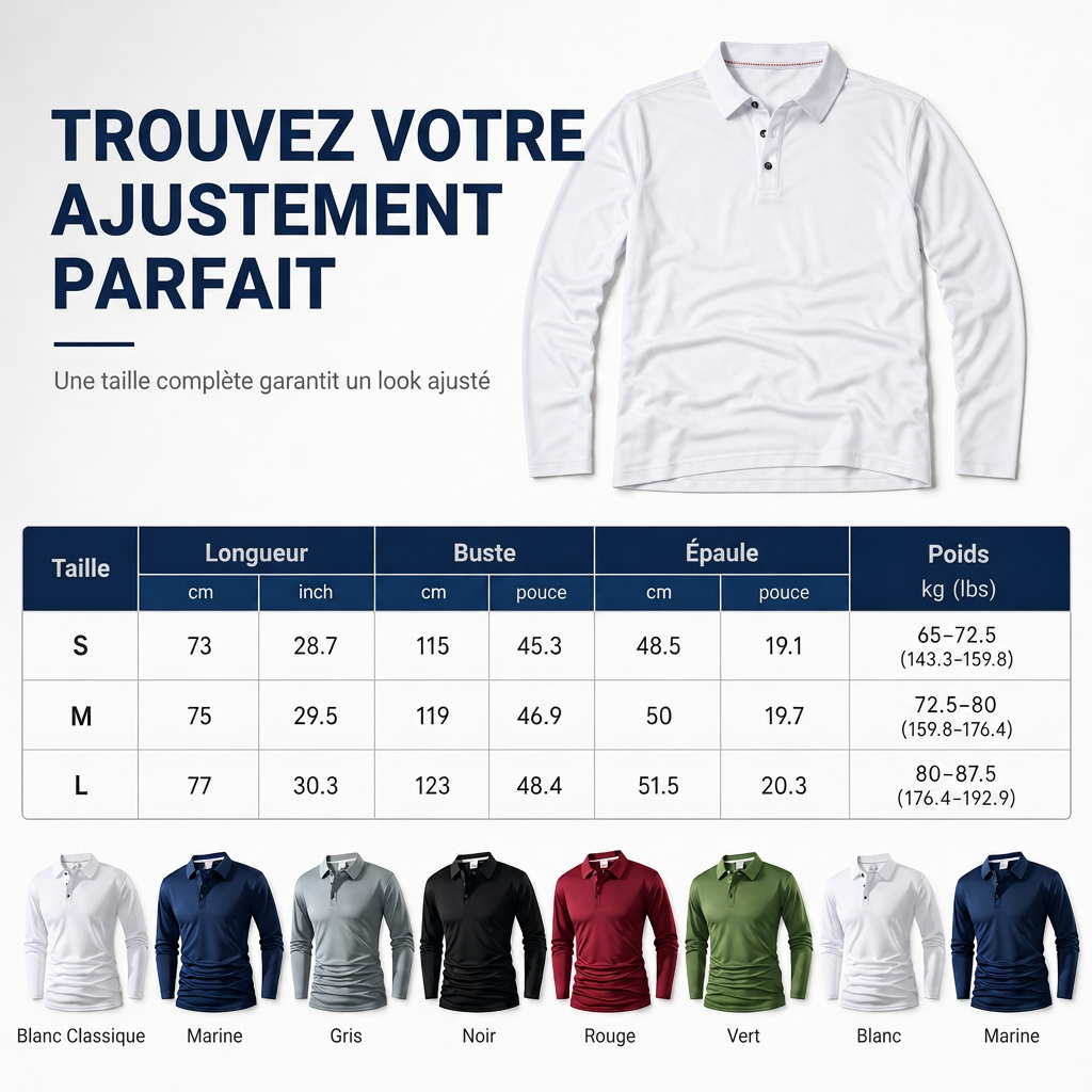 T-shirt à col et manches longues pour homme