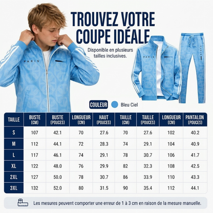 Ensemble veste à fermeture éclair complète et pantalon à imprimé géométrique pour homme