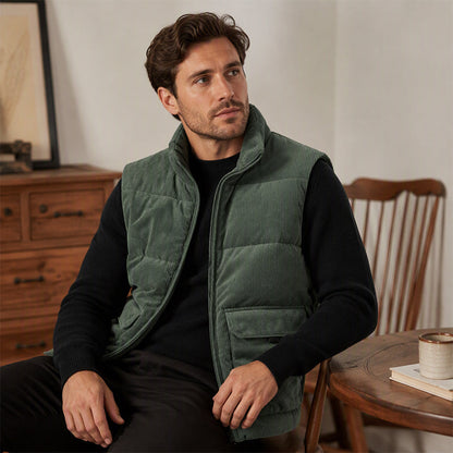Gilet matelassé en velours côtelé épais pour homme