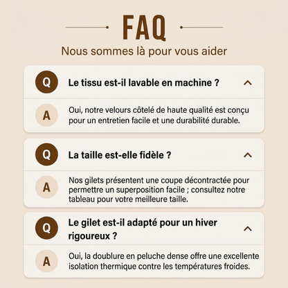 Gilet matelassé en velours côtelé épais pour homme