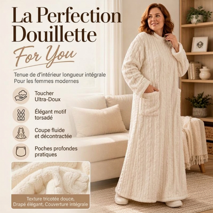 Robe de nuit longue et chaude en peluche pour femme