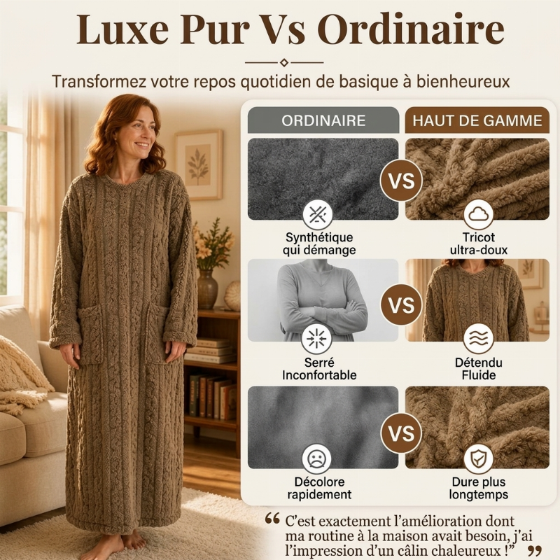 Robe de nuit longue et chaude en peluche pour femme