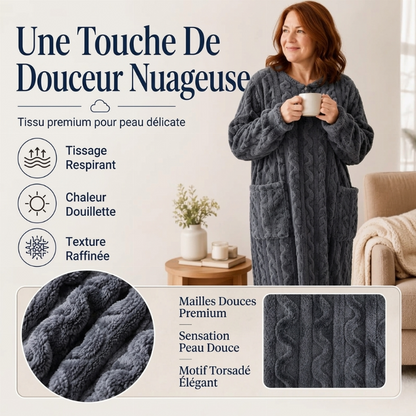 Robe de nuit longue et chaude en peluche pour femme