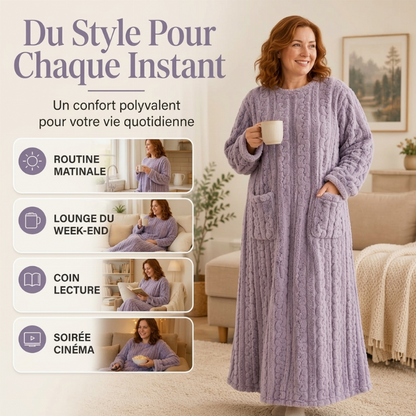 Robe de nuit longue et chaude en peluche pour femme