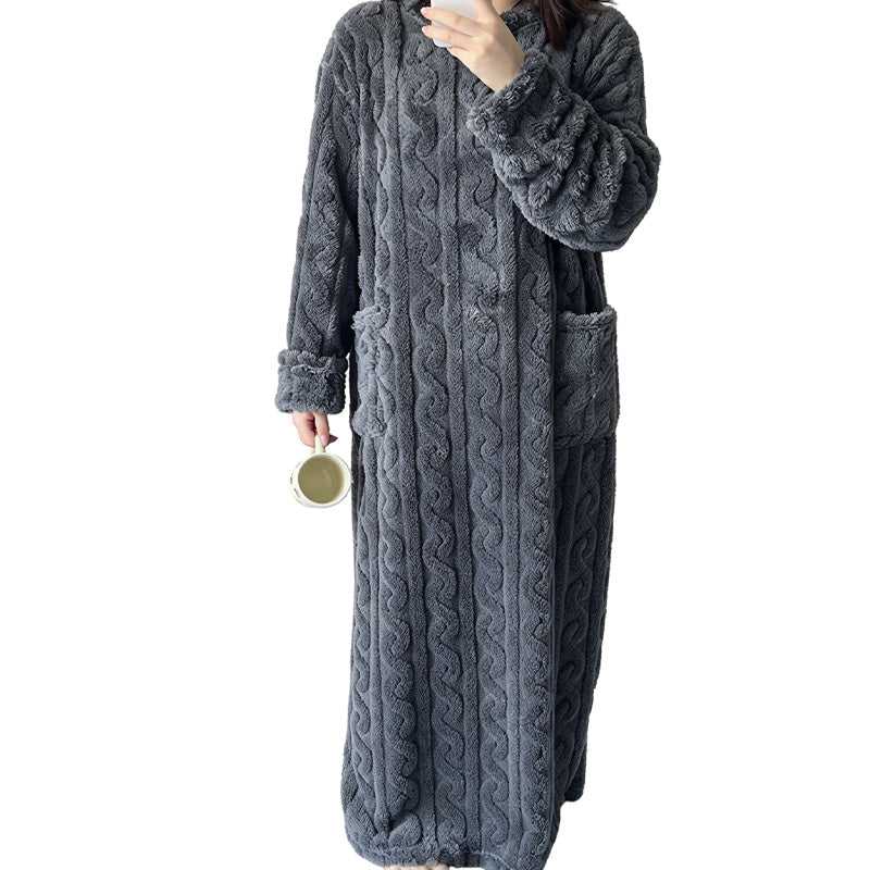 Robe de nuit longue et chaude en peluche pour femme
