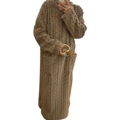 Robe de nuit longue et chaude en peluche pour femme