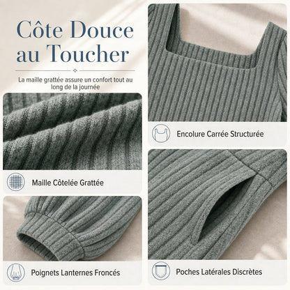 Rocket-culotte à col carré pour femme avec poches