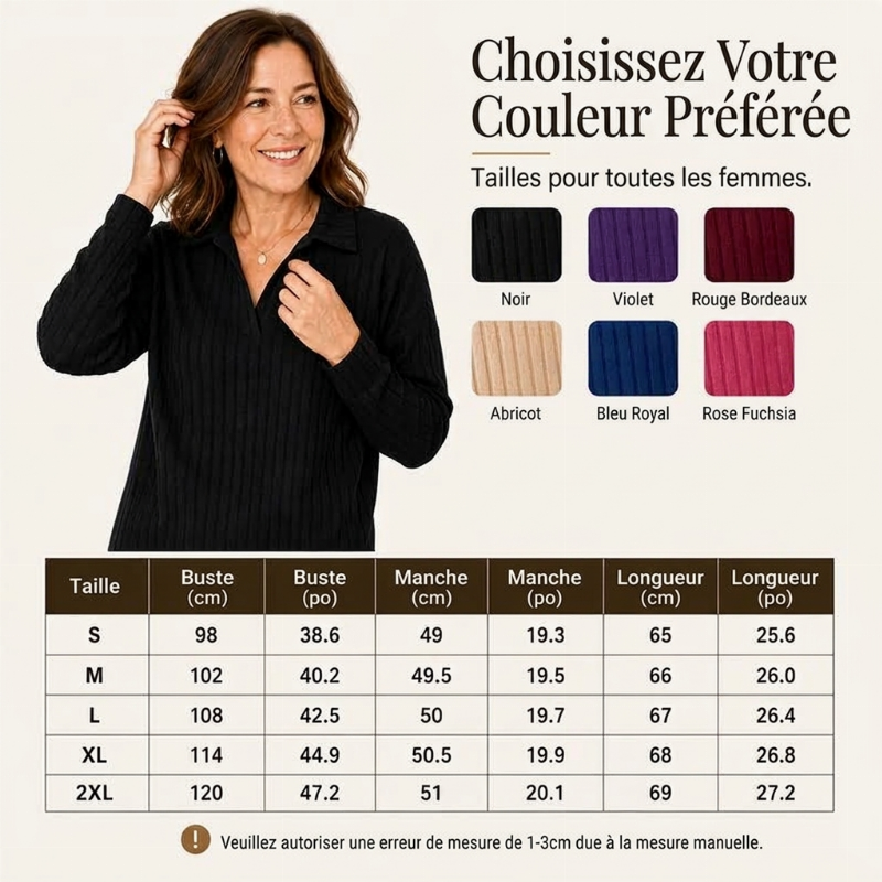 Pull en maille côtelée confortable à col en V pour femme