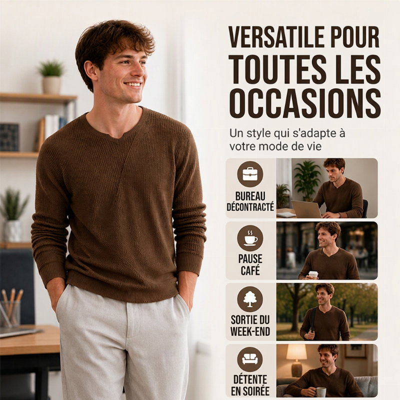 Haut en maille décontracté à col rond pour homme