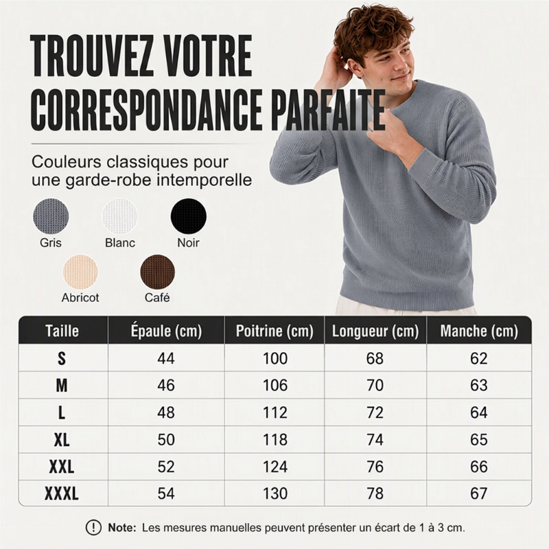 Haut en maille décontracté à col rond pour homme