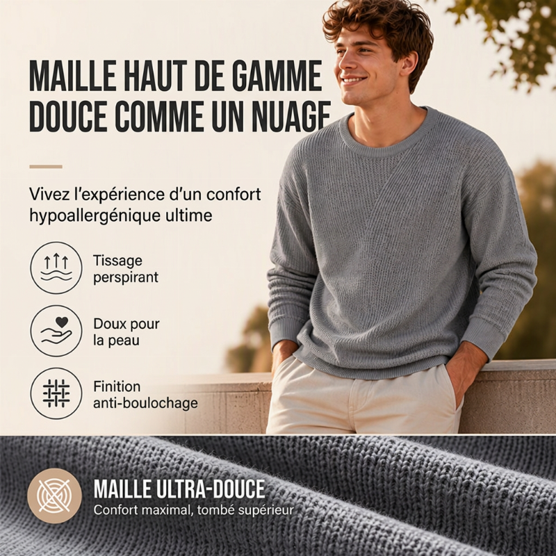 Haut en maille décontracté à col rond pour homme