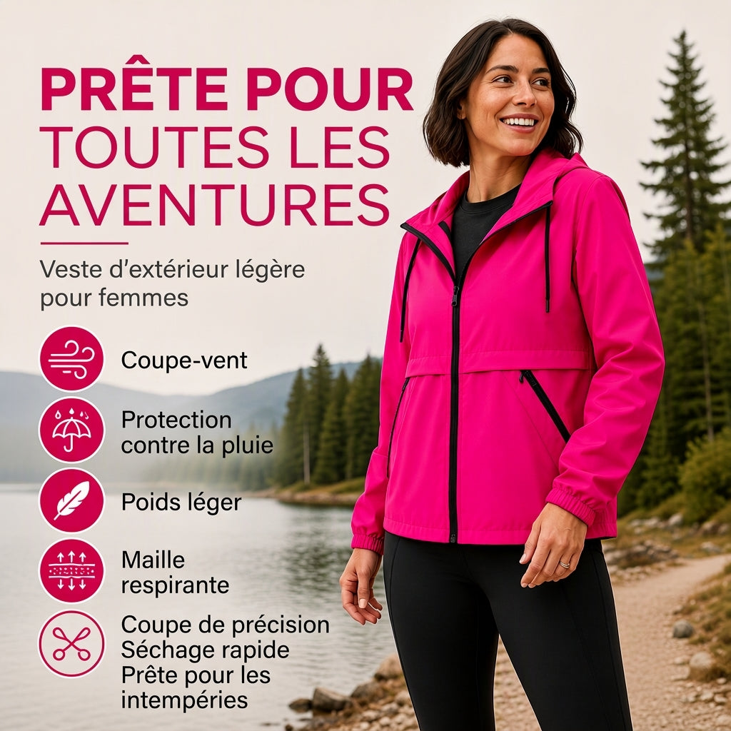 Veste à capuche coupe-vent outdoor pour femmes
