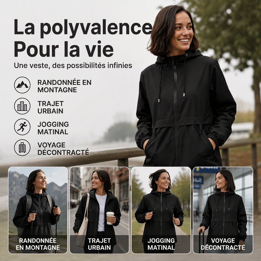Veste à capuche coupe-vent outdoor pour femmes