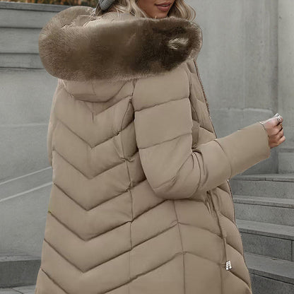 Manteau bouffant à capuche pour femme, coupe slim