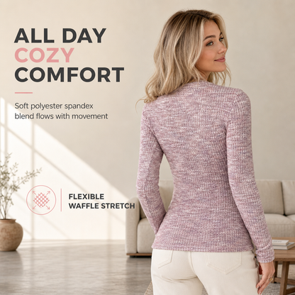 🌸Promotion exceptionnelle : 50 % de réduction💖Pull en maille à manches longues, col en V et demi-zip pour femme