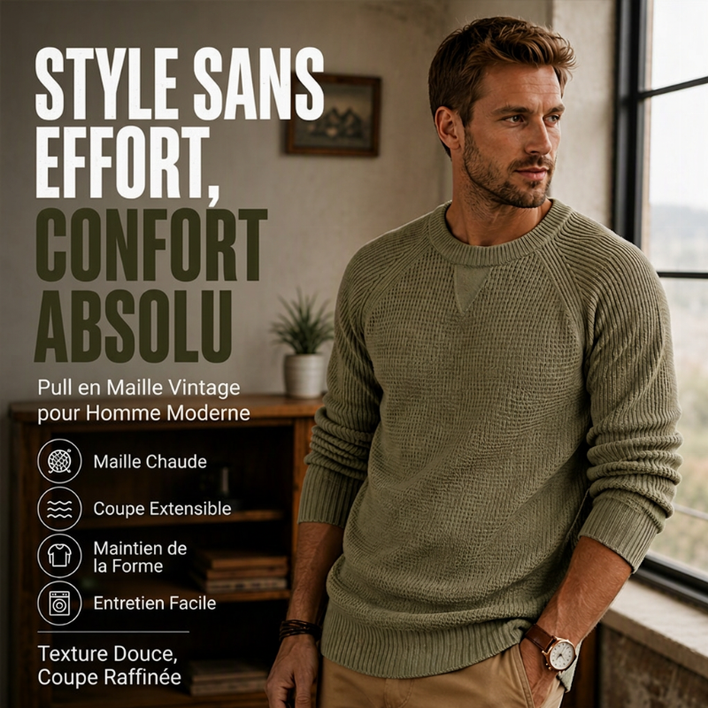 Haut en maille classique à col rond pour homme
