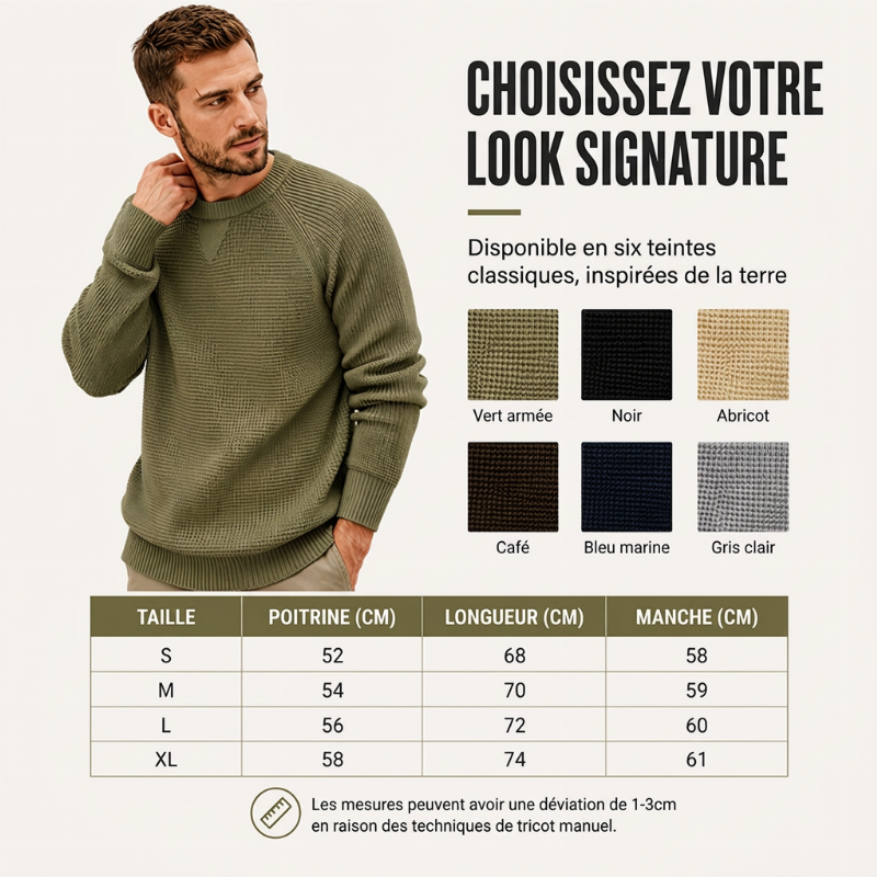 Haut en maille classique à col rond pour homme