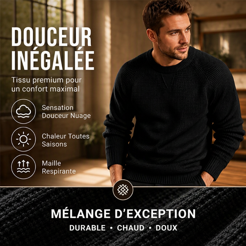 Haut en maille classique à col rond pour homme