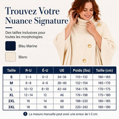 Poncho pull en col roulé asymétrique pour femme