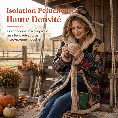 Sweat-shirt à capuche d'hiver pour femme, en coton et lin, à imprimé, doux et chaud avec une doublure en peluche