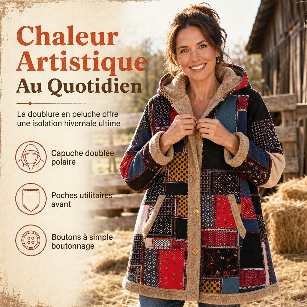 Sweat-shirt à capuche d'hiver pour femme, en coton et lin, à imprimé, doux et chaud avec une doublure en peluche