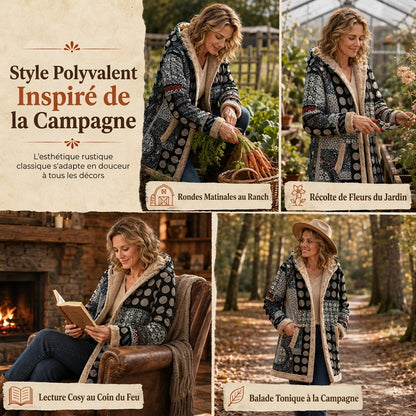 Sweat-shirt à capuche d'hiver pour femme, en coton et lin, à imprimé, doux et chaud avec une doublure en peluche