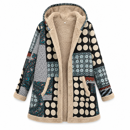 Sweat-shirt à capuche d'hiver pour femme, en coton et lin, à imprimé, doux et chaud avec une doublure en peluche