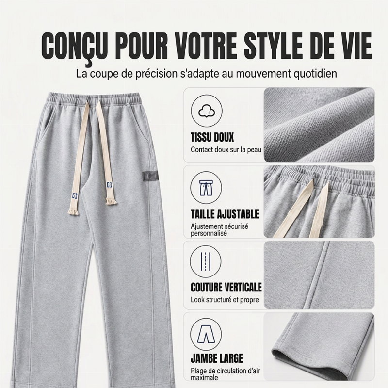 Jogging bas large décontracté pour homme avec poches
