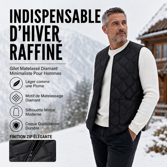 Gilet matelassé diamanté thermique d'hiver pour homme