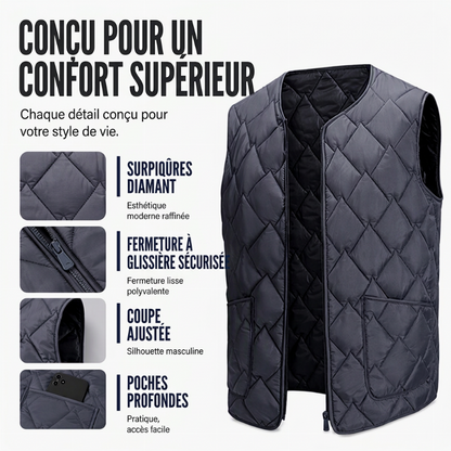 Gilet matelassé diamanté thermique d'hiver pour homme