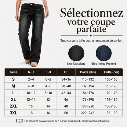 Jean stretch à coupe large et taille haute pour femme