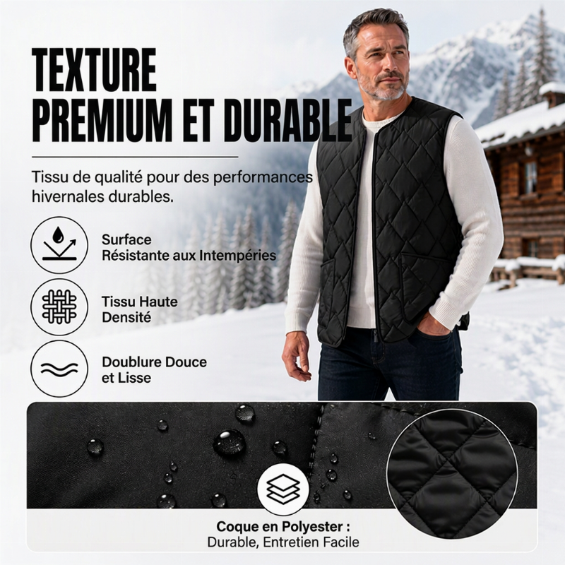 Gilet matelassé diamanté thermique d'hiver pour homme