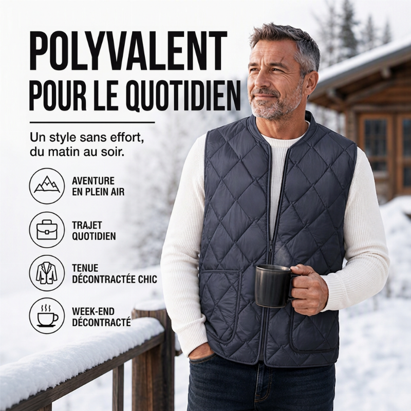 Gilet matelassé diamanté thermique d'hiver pour homme